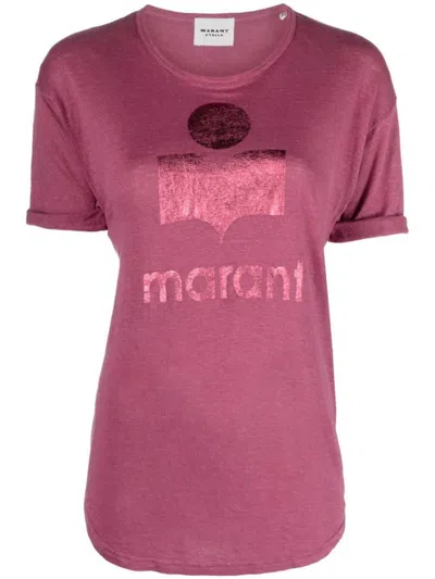 Isabel Marant Étoile Koldi Logo-print Linen T-shirt In Pink