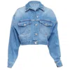 Isabel Marant Etoile Tadia Denim Boxy Cropped Jacket In Blue