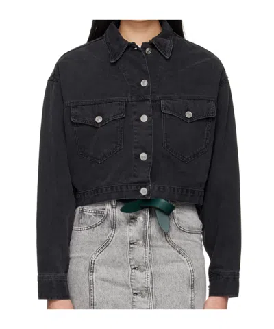 Isabel Marant Étoile Tadia Lapel Denim Jacket In Black