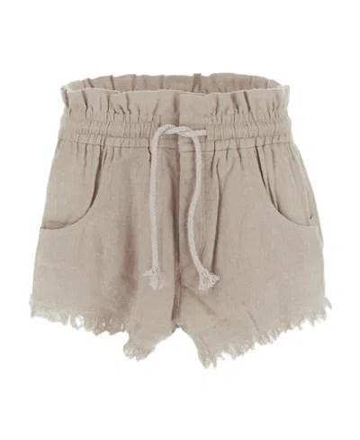 Isabel Marant Étoile Talapiz Frayed Silk Shorts In Nude