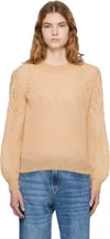 Isabel Marant Étoile Tan Jenia Openwork Mohair Knit Sweater In Brown