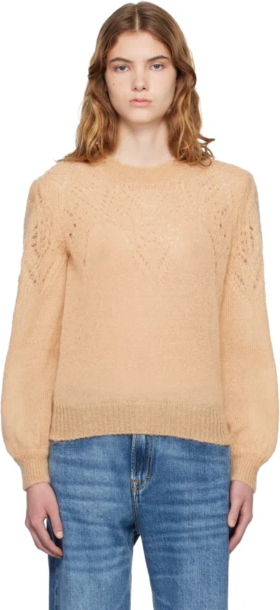 Isabel Marant Étoile Tan Jenia Openwork Mohair Knit Sweater In Brown