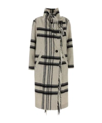 Isabel Marant Étoile Embroidered Wool Trench Coat In Nude