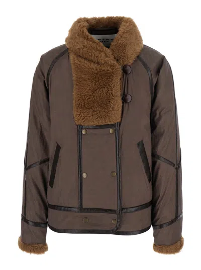 Isabel Marant Étoile Isabel Marant Etoile Tech Fabric High-collar Zip Jacket With Side Pockets In Brown