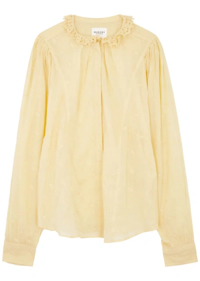 Isabel Marant Étoile Terzali Floral-embroidered Cotton Blouse In Yellow