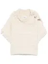 Isabel Marant Étoile Textured Beige Knit Sweater With Fringe In Multi