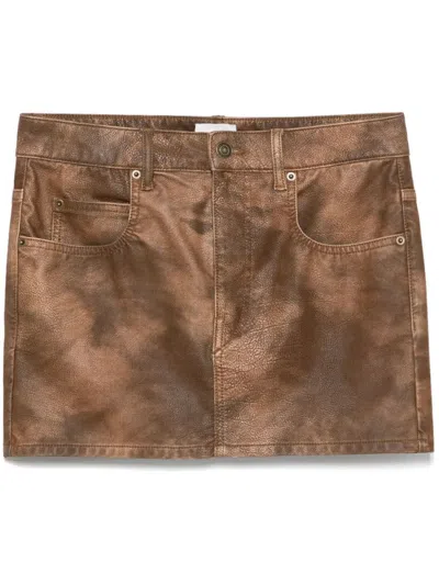 ISABEL MARANT ÉTOILE TEXTURED BROWN MINI SKIRT