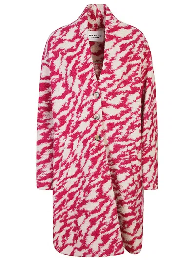 Isabel Marant Étoile Textured Wool Blend Coat With Button Closure And Cozy Pockets In Pink