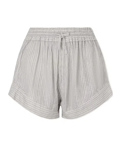 Isabel Marant Étoile Thaliany Striped Elasticated Waistband Shorts In Gray