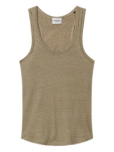 Isabel Marant Étoile Thea Sleeveless Striped T-shirt In Green