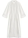 Isabel Marant Étoile Tianny Pleated Broderie Anglaise Cotton Midi Dress In White