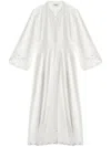Isabel Marant Étoile Tianny Pleated Broderie Anglaise Cotton Midi Dress In White