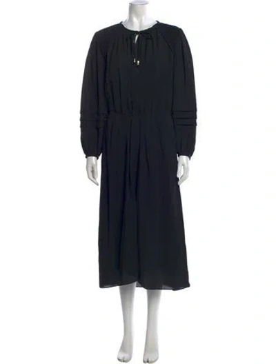 Pre-owned Isabel Marant Étoile Tie Neck Midi Length Dress In Black