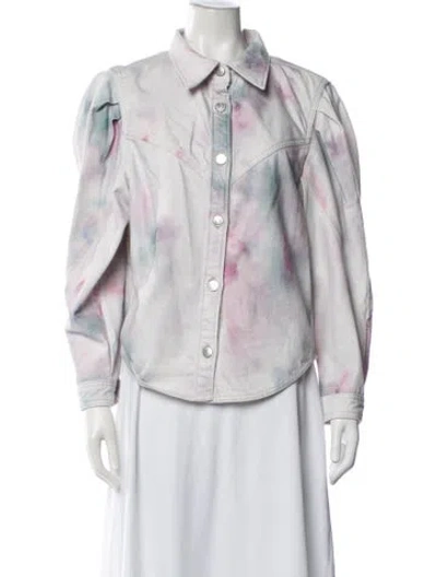 Pre-owned Isabel Marant Étoile Tie-dye Print Denim Jacket In Blue