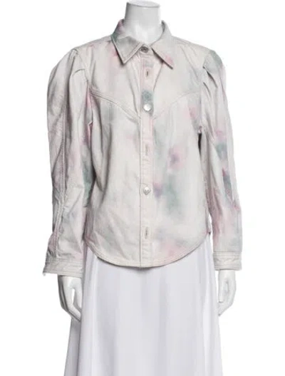 Pre-owned Isabel Marant Étoile Tie-dye Print Denim Jacket In White