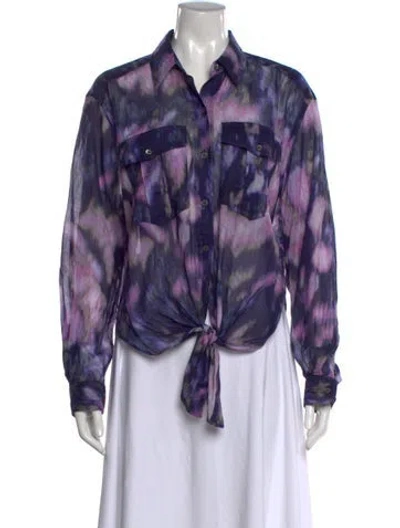 Pre-owned Isabel Marant Étoile Tie-dye Print Long Sleeve Button-up Top In Purple
