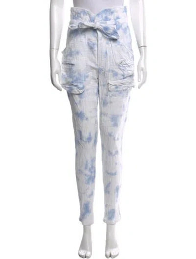 Pre-owned Isabel Marant Étoile Tie-dye Print Straight Leg Pants In Blue/white