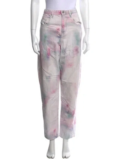Pre-owned Isabel Marant Étoile Tie-dye Print Straight Leg Pants In Pink