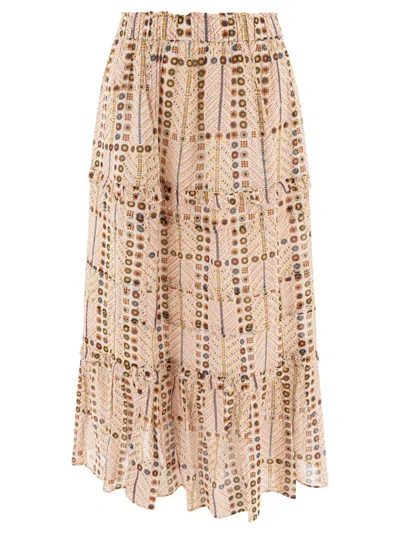Isabel Marant Étoile Tiered Beige Skirt With Ruffled Hems In White