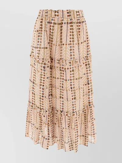 ISABEL MARANT ÉTOILE TIERED RUFFLED SKIRTS IN PRINTED LIGHTWEIGHT FABRIC