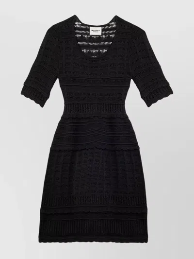 Isabel Marant Étoile Tiered Skirt Crochet Dress With Half Sleeves In Black