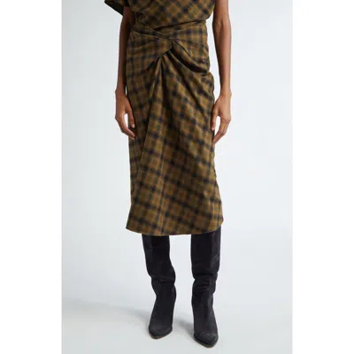 Isabel Marant Étoile Tijuana Plaid Cotton Skirt In Khaki/khaki