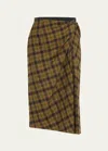 Isabel Marant Étoile Tijuana Plaid Draped Skirt In Khaki/khaki