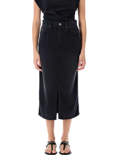 Isabel Marant Étoile Tilaura Midi Denim Skirt In Black