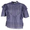 Isabel Marant Etoile Tizaina Ruffled Blouse In Blue Broderie-anglaise Cotton In Blue