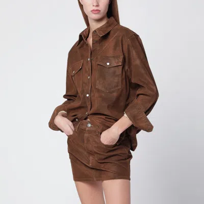 Isabel Marant Étoile Brown Synthetic Leather Karima Shirt