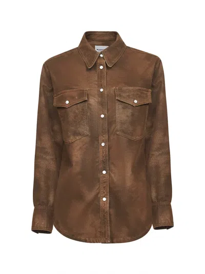 Isabel Marant Étoile Tobacco Vintage Faux Leather Karima Shirt In Brown