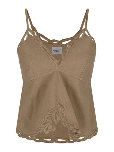 Isabel Marant Étoile Tomeki" Embroidered Tank Top - Green