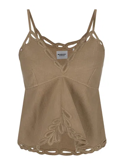 ISABEL MARANT ÉTOILE ISABEL MARANT ÉTOILE "TOMEKI" EMBROIDERED TANK TOP – GREEN