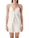Isabel Marant Étoile Lightweight Embroidered V-neck Top With Scalloped Edges In White