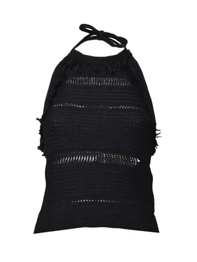 Isabel Marant Étoile Araliane Fringed Macrame Top In Black
