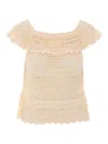 Isabel Marant Étoile Zaelle Off The Shoulder Crochet Top In Neutral