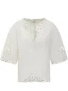 Isabel Marant Étoile Shana Scalloped Edge V-neck Top In White