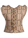 Isabel Marant Étoile Printed Buttoned Fitted Sleeveless Top In Beige