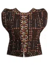 Isabel Marant Étoile Isabel Marant Etoile Cerza Short Printed And Embroidered Cotton Cardigan