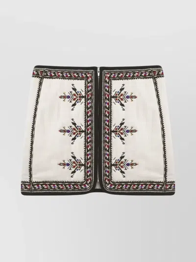 ISABEL MARANT ÉTOILE TRIMMED EMBROIDERED HIGH WAIST MINI SKIRT