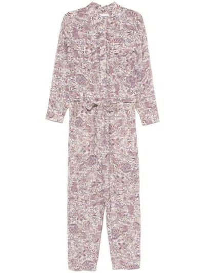 Isabel Marant Étoile Ziya Long Jumpsuit With Paisley Print In Beige