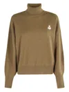 Isabel Marant Étoile High-neck Khaki Sweater With Subtle Logo Detail In Brown