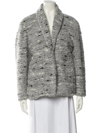 Pre-owned Isabel Marant Étoile Tweed Printed Faux Fur Jacket In Gray