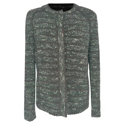 Pre-owned Isabel Marant Étoile Tweed Trim Zip Jacket In Black Wool In Gray