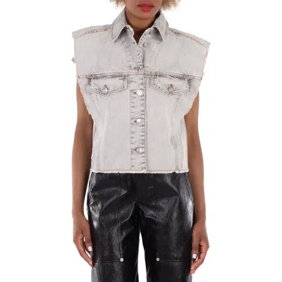 Isabel Marant Étoile Tyra Raw-cut Edge Denim Vest In Gray