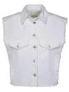 Isabel Marant Étoile Isabel Marant Tyra Raw-cut Edge Denim Vest In White