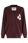 Isabel Marant Étoile V-neck Burgundy Cardigan With Center Button Closure In White