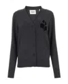 Isabel Marant Étoile V-neck Intarsia-knit Logo Cardigan In Black