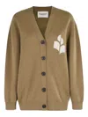 Isabel Marant Étoile Khaki V-neck Cardigan With Logo Detail In Brown