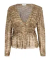 Isabel Marant Étoile Sheer V-neck Ruched Long Sleeve Top In Nude
